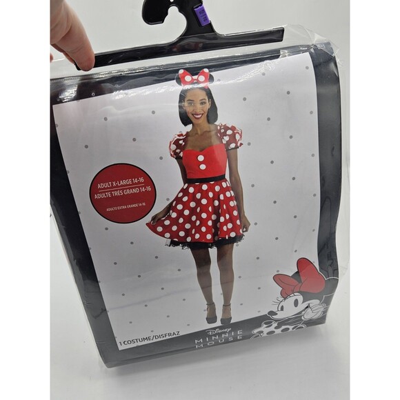New Disney Minnie Mouse Adult XL 14-16 Costume Halloween Cosplay Dress Ears #789 - Picture 1 of 6